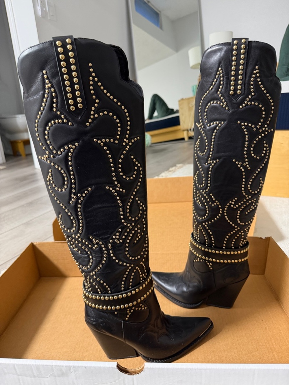 Amigo Boots Black Studded